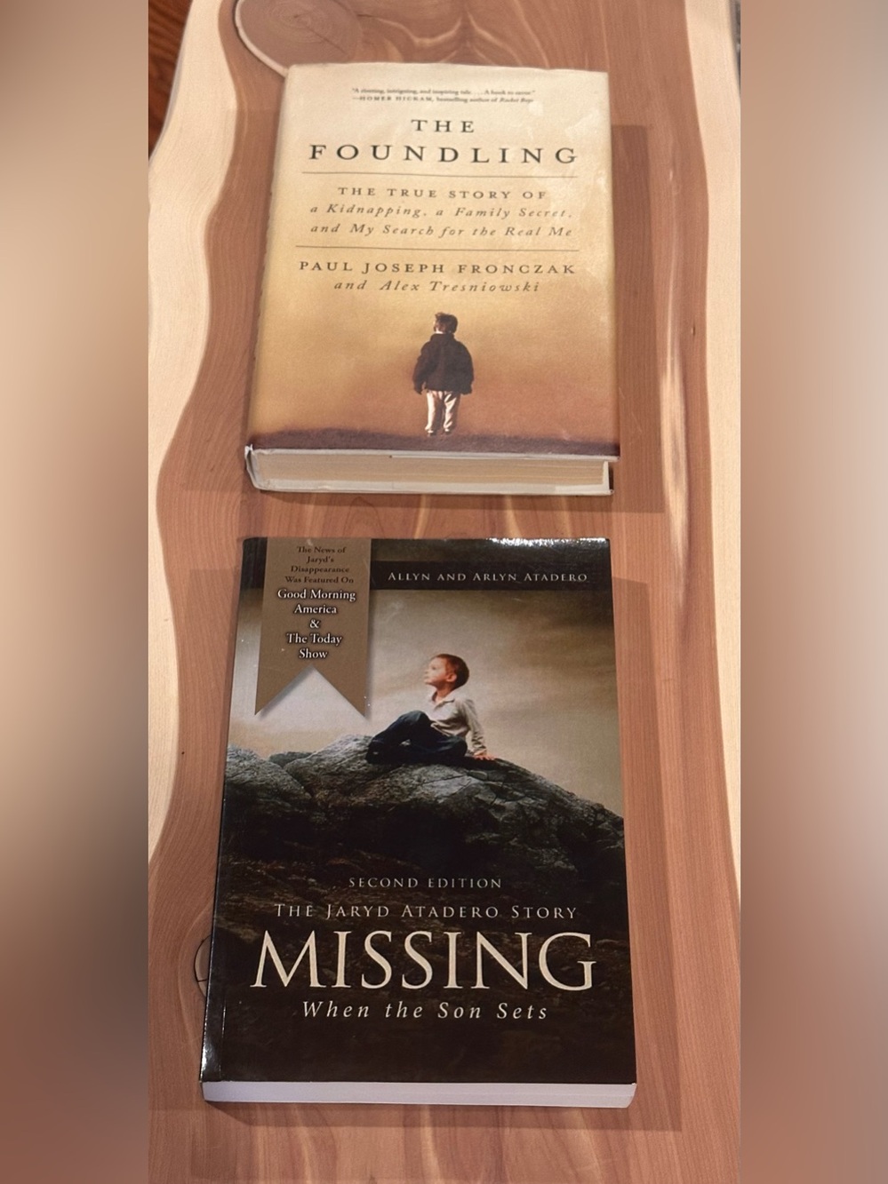 Two Non Fiction Books - “The Foundling” and “Missing - When the Son Sets”